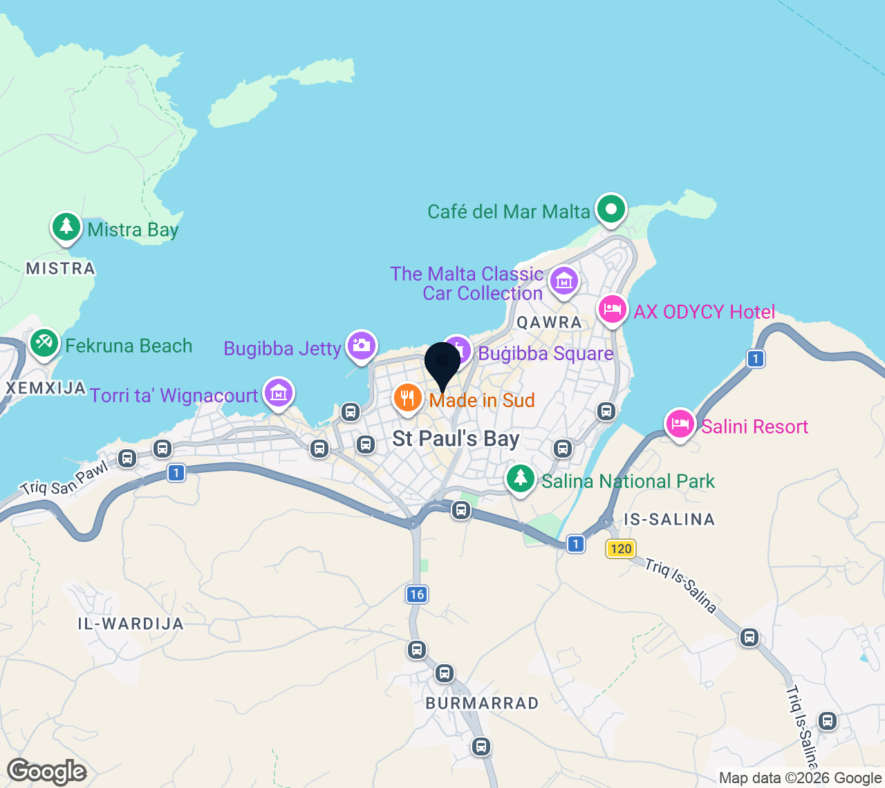 Map of Bugibba (St Paul's Bay)