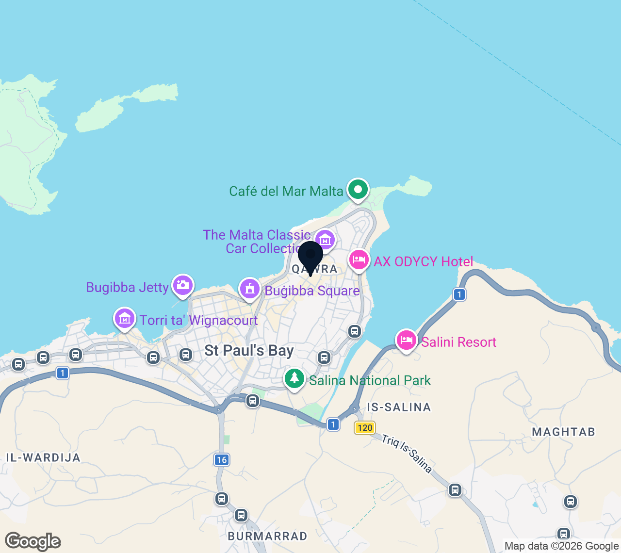 Mapa de Qawra (St Paul's Bay)